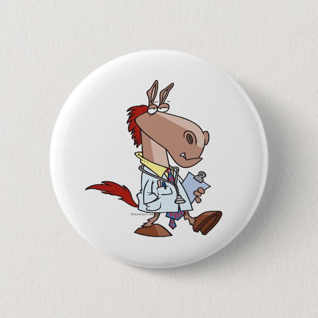 funny horse doc doctor cartoon pinback button (Front)