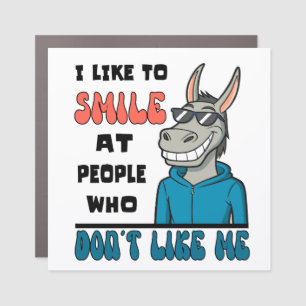 Funny Horse Donkey Smile At People Sarcastic Car Magnet