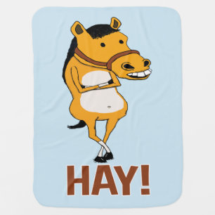 Funny Horse Dropped By to Say Hay Baby Blanket