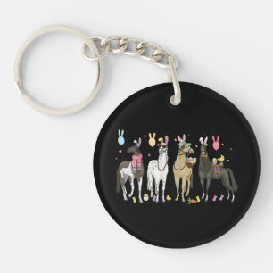 Funny Horse Easter Day Farm Animal Cute Bunny Hors Keychain