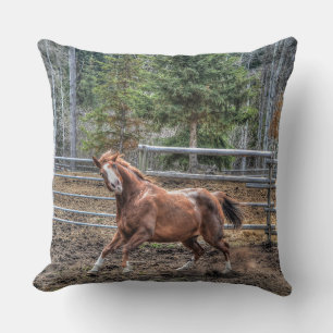 Funny Horse Equine Photo Design for Animal-lovers Throw Pillow