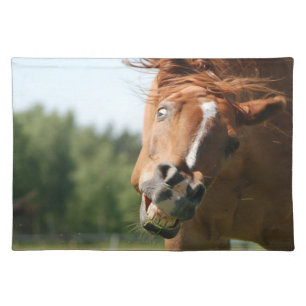 Funny Horse Face with Curled Lips, Crazy Eye Placemat