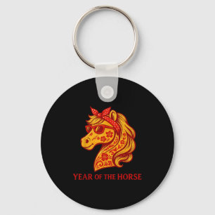 Funny Horse Gles Happy Chinese New Year Of The Hor Keychain