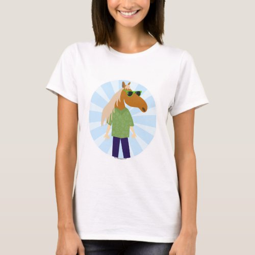 Funny Horse Head Character Cartoon Man T_Shirt