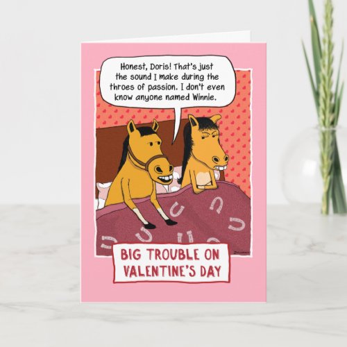 Funny Horse in Bed Valentines Day Holiday Card