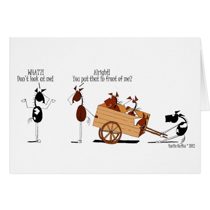 Funny Horse in Front of the Cart Cartoon | Zazzle.com