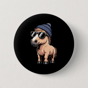 Funny Horse In Retro Style - Farm Humour Ny Funny  Button