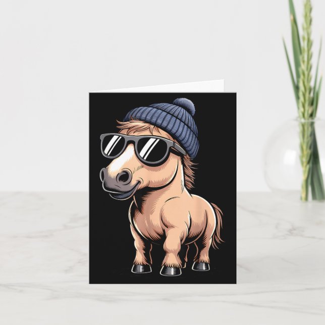 Funny Horse In Retro Style - Farm Humour Ny Funny  Card (Front)