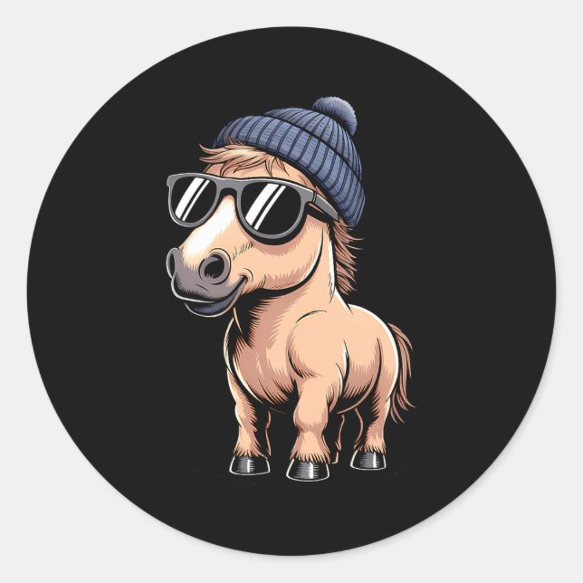 Funny Horse In Retro Style - Farm Humour Ny Funny  Classic Round Sticker (Front)