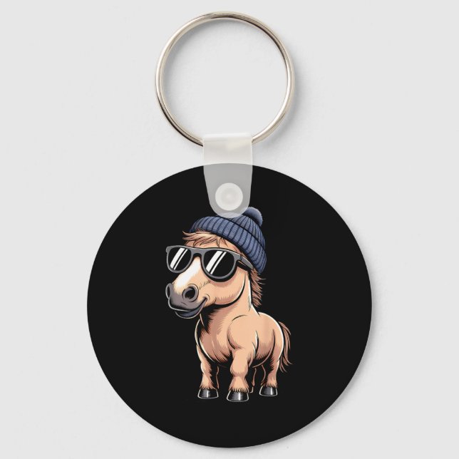 Funny Horse In Retro Style - Farm Humour Ny Funny  Keychain (Front)