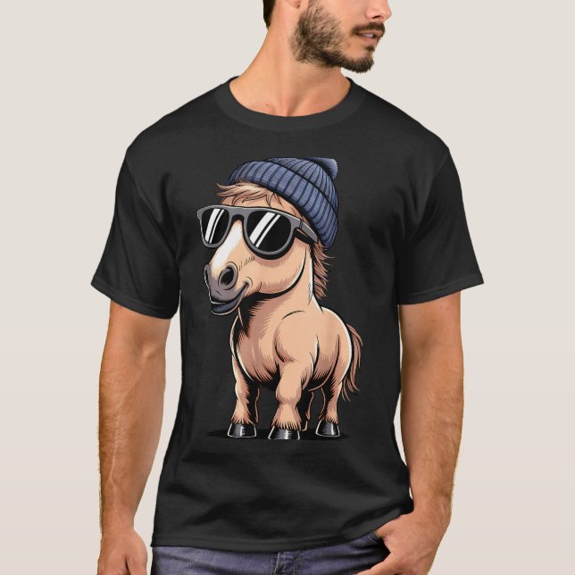 Funny Horse In Retro Style - Farm Humour Ny Funny  T-Shirt (Front)