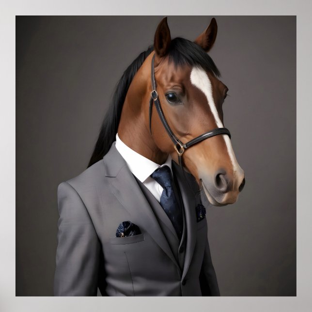 Funny horse in the suit poster (Front)