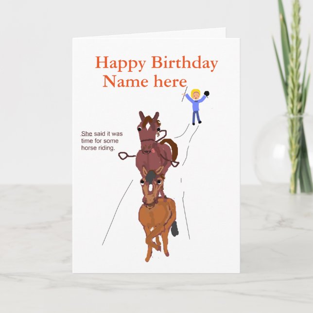 Funny horse joke card, birthday card (Front)
