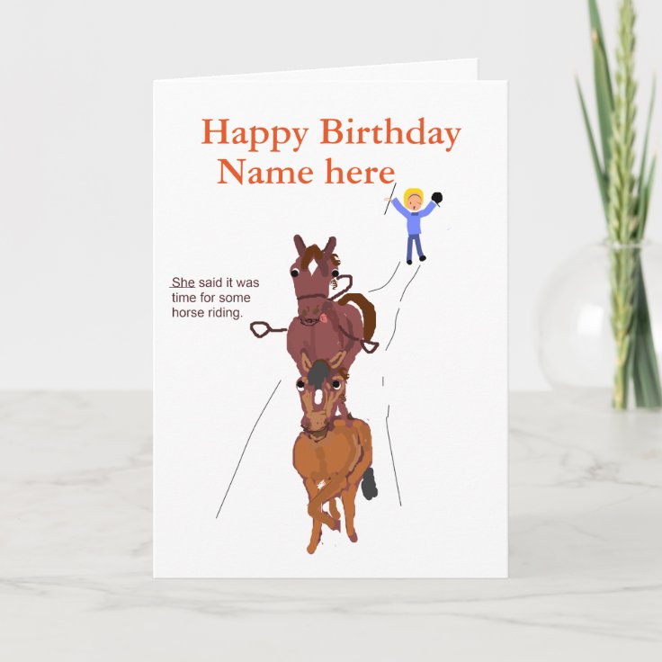 Funny horse joke card, birthday card Zazzle