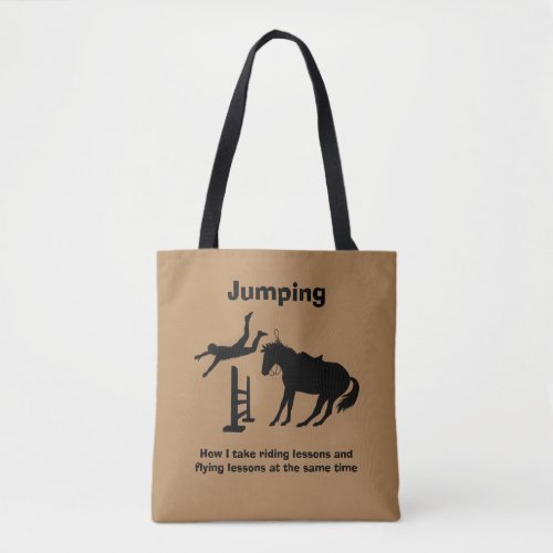 Funny Horse Jumping Flying Falling Humor Tote Bag