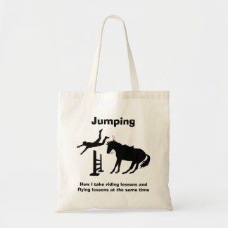 Funny Horse Jumping Flying Falling Humor Tote Bag