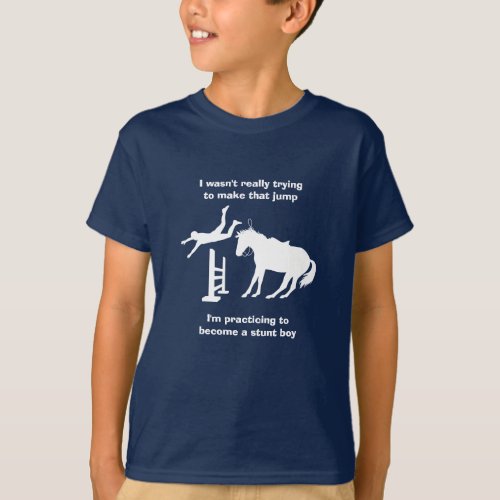 Funny Horse Jumping Stunt Boy In Training T_Shirt