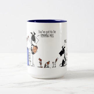 Funny Horse & Kid Goat Cartoon Two-Tone Coffee Mug