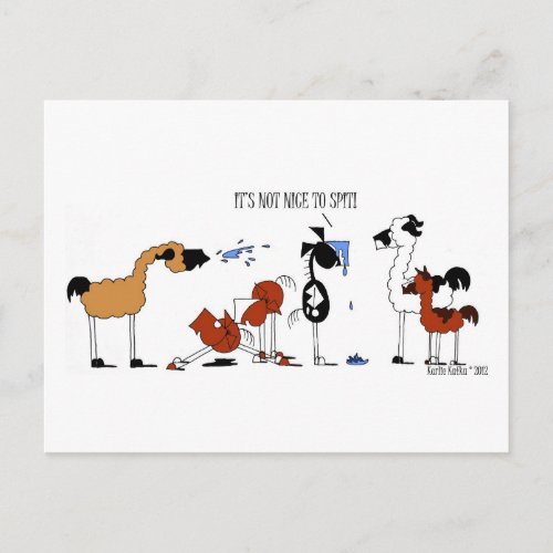 Funny Horse  Llama Cartoon Postcard