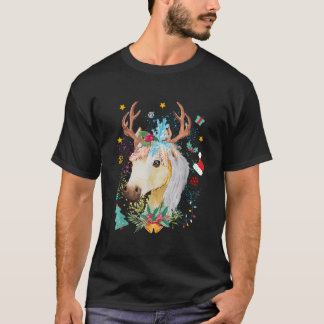 Funny Horse Lover Baby cute Reindeer Horse Christm T-Shirt