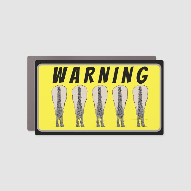 Funny Horse Lover Decor Gift Warning Car Magnet (Front)
