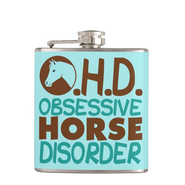 Funny Horse Lover Equine Teal Flask (Front)