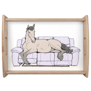 Funny Horse Lover Gift Whimsical Curly Cozy Serving Tray