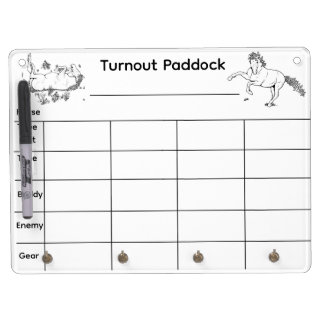 Funny Horse Lover Gift Whimsical Paddock Planner Dry Erase Board With Keychain Holder