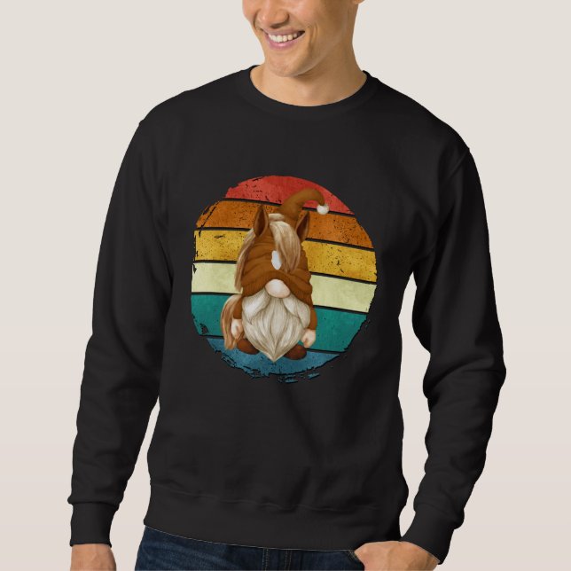 Funny Horse Lover Gnome For Women Retro Sunset For Sweatshirt (Front)