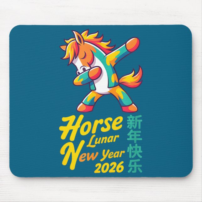 Funny Horse Lunar New Year 2026 Dabbing Design  Mouse Pad (Front)