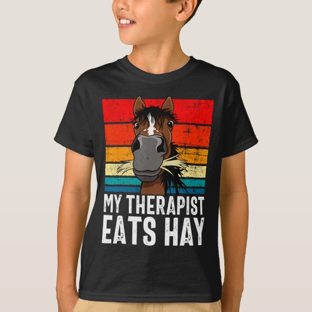 Funny Horse My Therast Eats Hay Tee Hor  (Front)