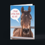 Funny Horse- Old Enough For Glue Factory Birthday Card<br><div class="desc">Do they still make glue from old horses? I hope not. This old horse is saying, "I'm not saying you're old, but... if you were a horse, you'd be on your way to the glue factory right about now. Happy Bucking Birthday!" A funny card for those who appreciate dark humor....</div>