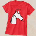 Funny Horse Personalized T-Shirt<br><div class="desc">A funny cartoon horse design for those who love animals,  horses and riding.  Change the name to personalize.</div>