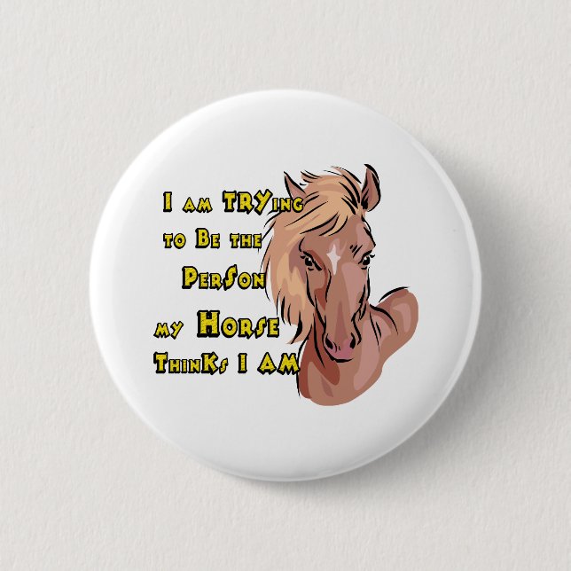 Funny Horse Pinback Button (Front)