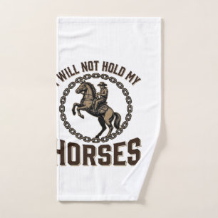Funny Horse Quote Vintage Western Riding Design_1 Hand Towel