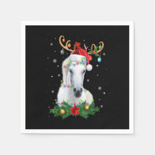Funny Horse Reindeer Antlers Lights Ornament Chris Napkins