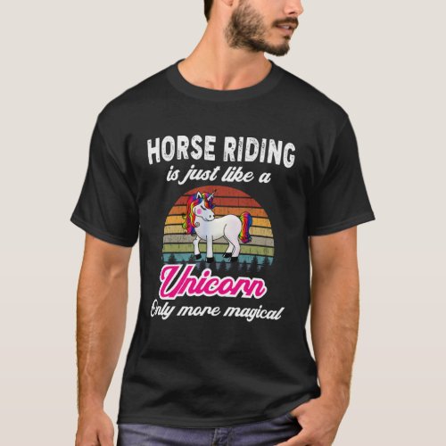 Funny Horse Riding Design  Retro Unicorn  Vintage  T_Shirt