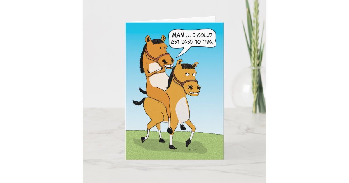 Funny Horse Riding Horse Birthday Card | Zazzle.com