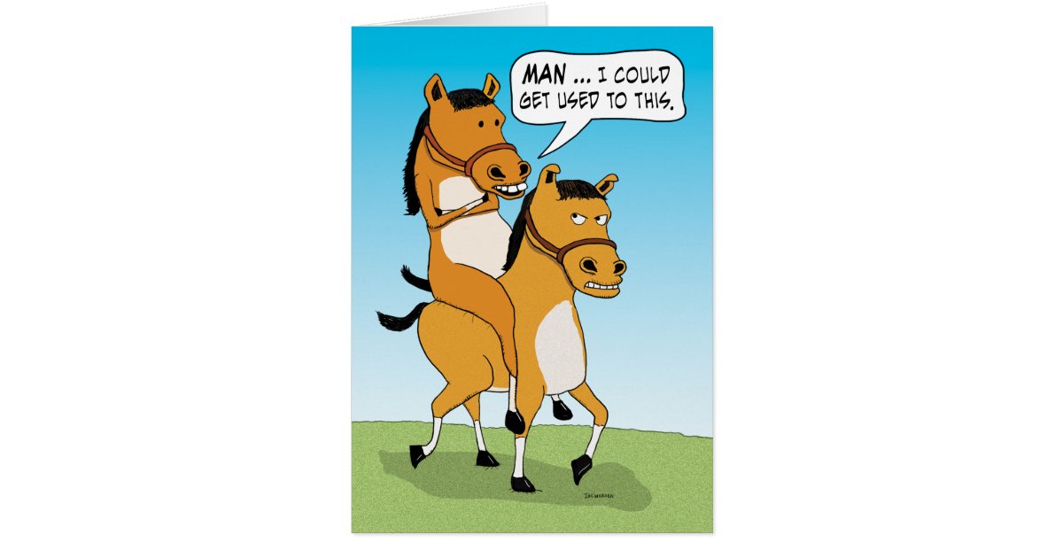 Funny Horse Riding Horse Birthday Card | Zazzle