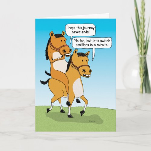 Funny Horse Riding Horse Happy Anniversary Card