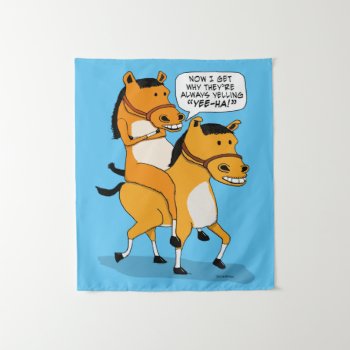 Funny Horse Riding Horse Tapestry by chuckink at Zazzle