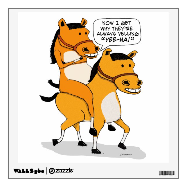 Funny Horse Riding Horse Wall Decal (Front)