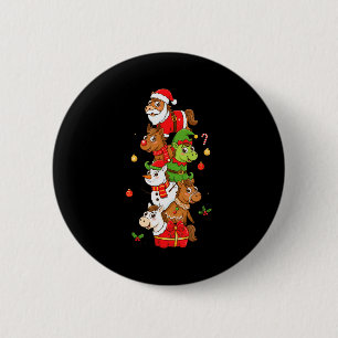 Funny Horse Santa Elf Snowman Christmas Womens Men Button