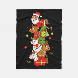 Funny Horse Santa Elf Snowman Christmas Womens Men Fleece Blanket