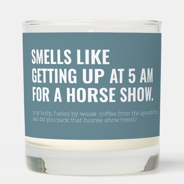 Funny Horse Show Blue Custom Equestrian Scented Candle (Front)