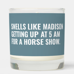 Funny Horse Show Blue Custom Name Equestrian Scented Candle