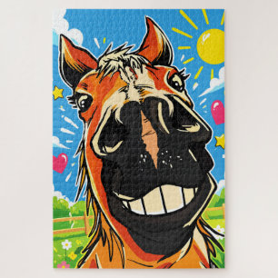 Funny Horse Smile Cartoon Comic Art Jigsaw Puzzle