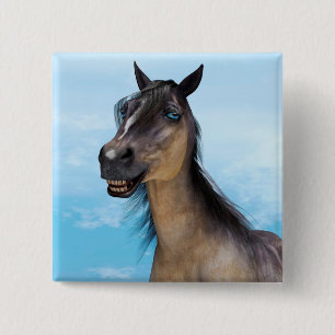 Funny Horse Smile Portrait Art Button