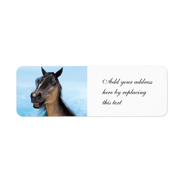 Funny Horse Smile Portrait Art Label (Front)