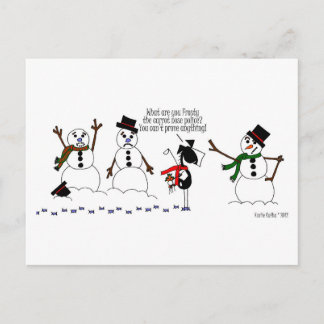 Funny Horse & Snowman Cartoon Postcard